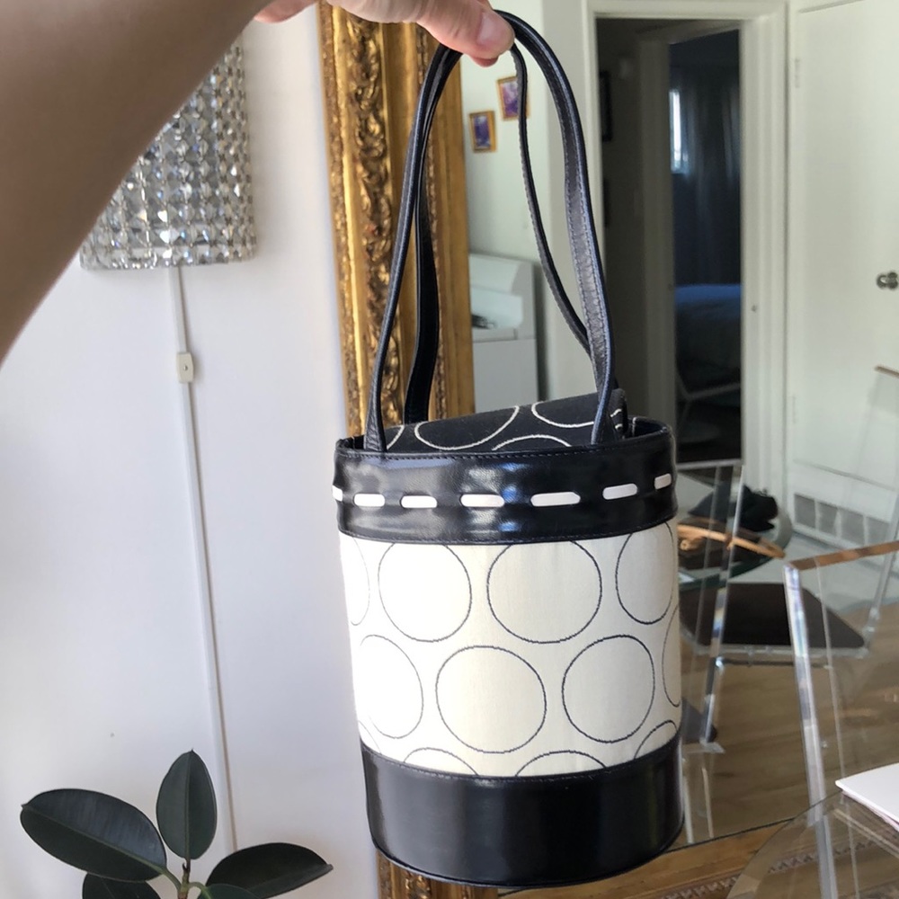 Angela Amiri New York black and white fabric leather handbag $300